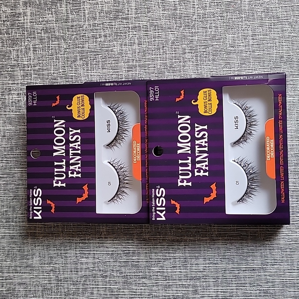 2 KISS Full Moon Fantasy Lashes 93197 Rhinestones Black New